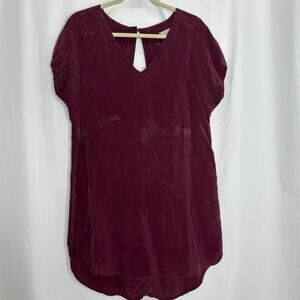 Nation LTD burgundy midi dress size medium short sleeve casual shift sateen